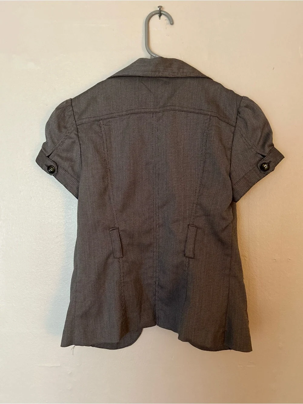 BCX Brown/Gray Tweed Short-Sleeve Blazer Jacket